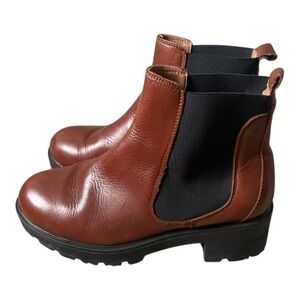 Enza Tesoti Women’s Brown Leather Chelsea Ankle Boots Lug Sole Size 38